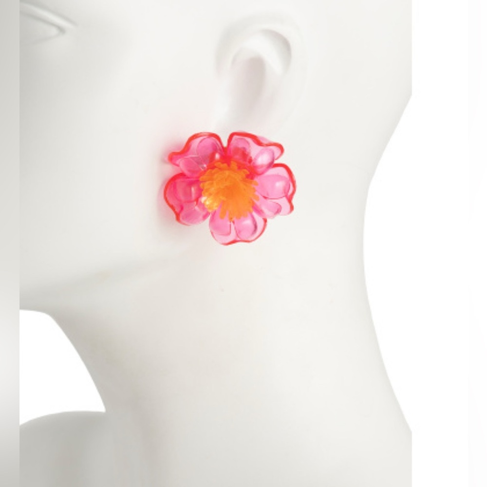 BETSEY JOHNSON JELLY FLOWER OVERSIZED EARRINGS - NWT